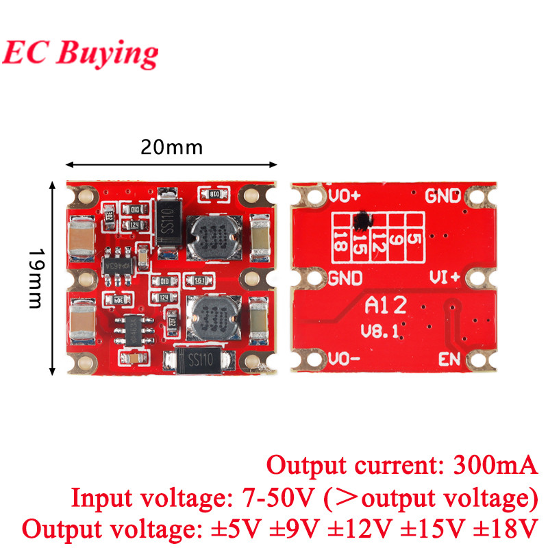 Módulo de Potencia Reductor de Voltaje DC-DC de 300mA, Doble Salida 15V 12V 5V a 7-50V, Convertidor de Voltaje ±15V ±12V ±5V, 5 Piezas/1 Pieza