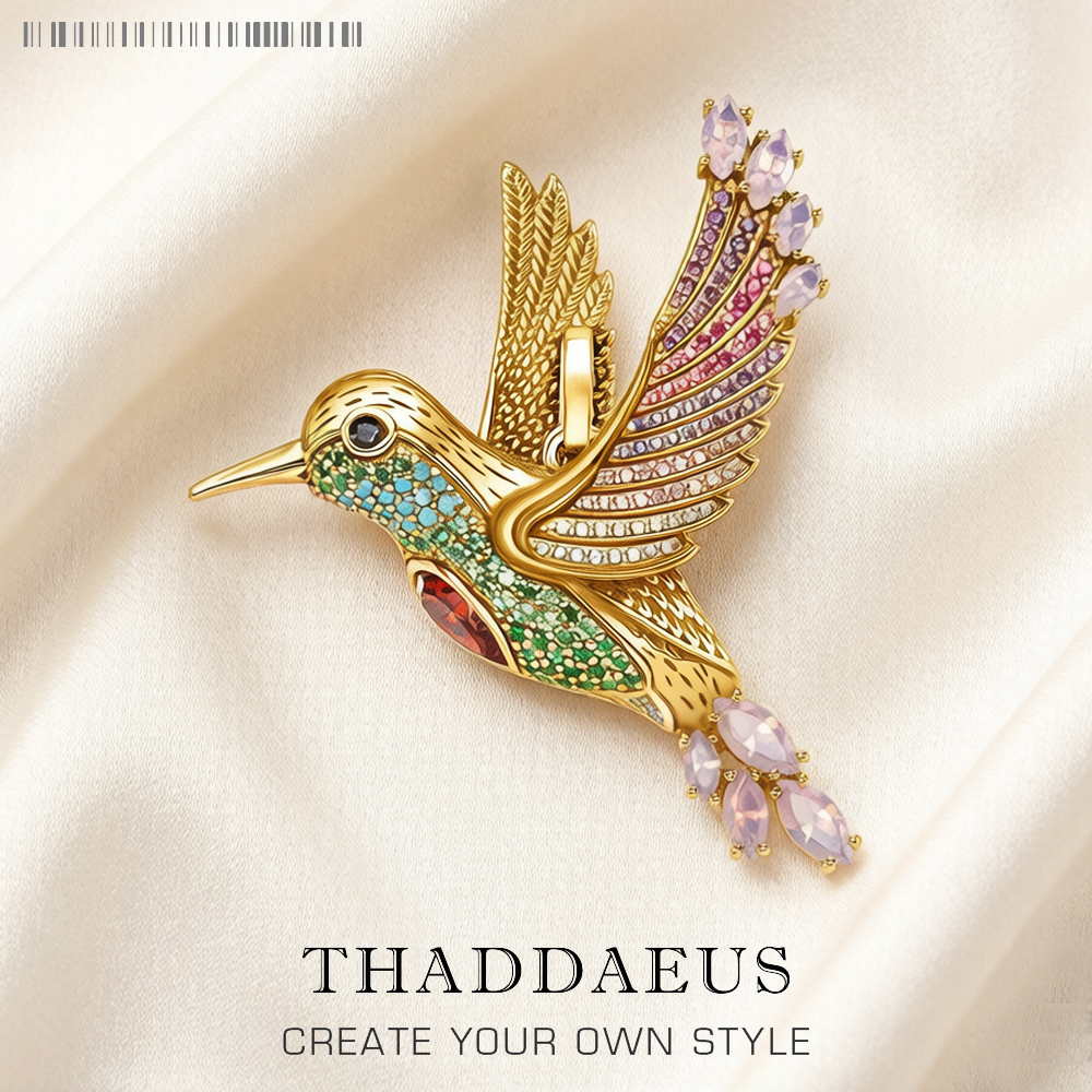 Grand pendentif colibri en or 2022 neuf, bijoux en argent Sterling 925, accessoires, cadeau pour femmes