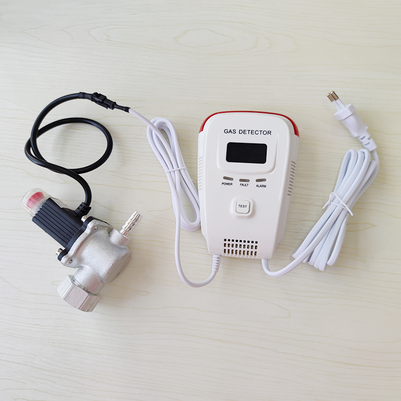 Detector de fugas de Gas Natural, alarma de fuga de Gas glp, Sensor de voz con válvula solenoide de cilindro, corte de Gas para seguridad