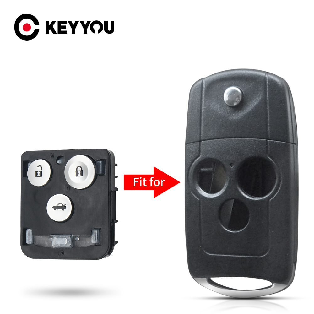 Keyyou-almofada de botão para chave de carro, para honda civic, accord jazz, acura, crv, hrv, s2000, 2/3 botões, controle remoto, acessórios de reposição