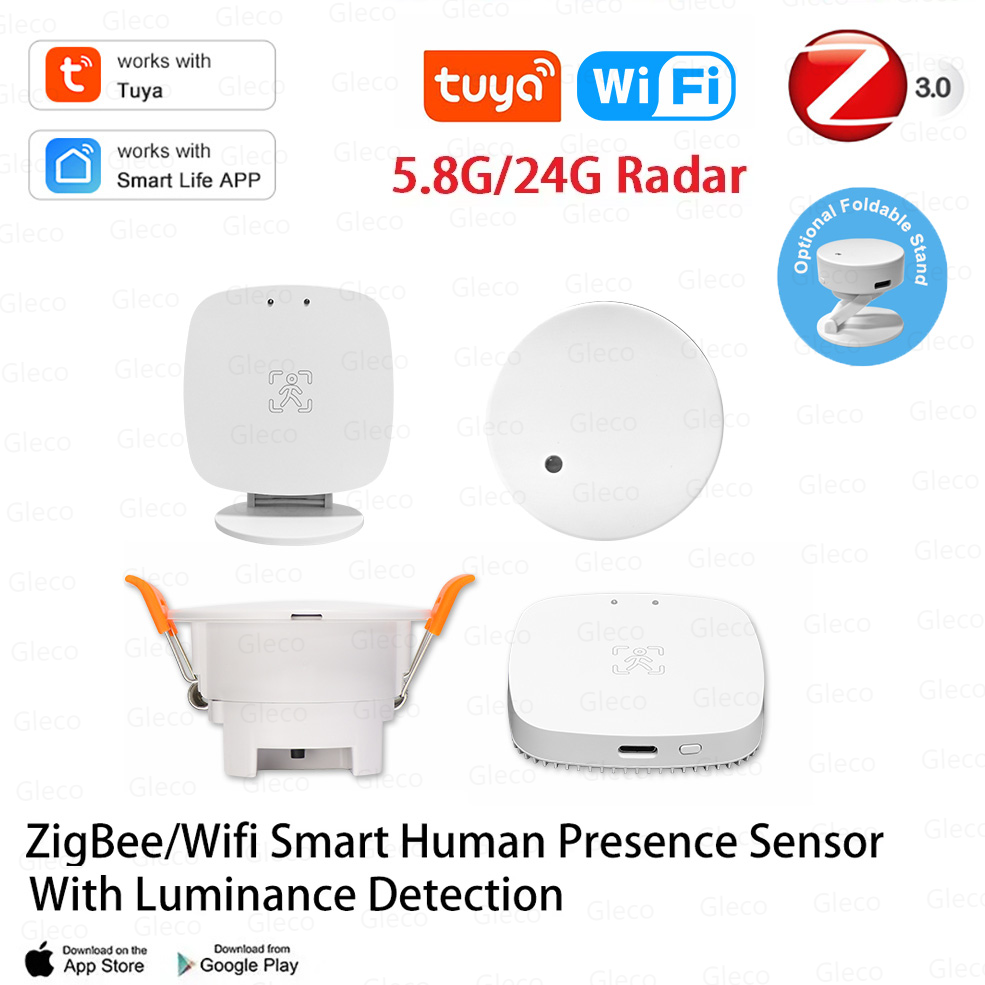 스마트 라이프 ZigBee Wifi MmWave 휘도/거리 감지 기능이 있는 인간 존재 모션 센서 감지기 Tuya 스마트 홈 자동화