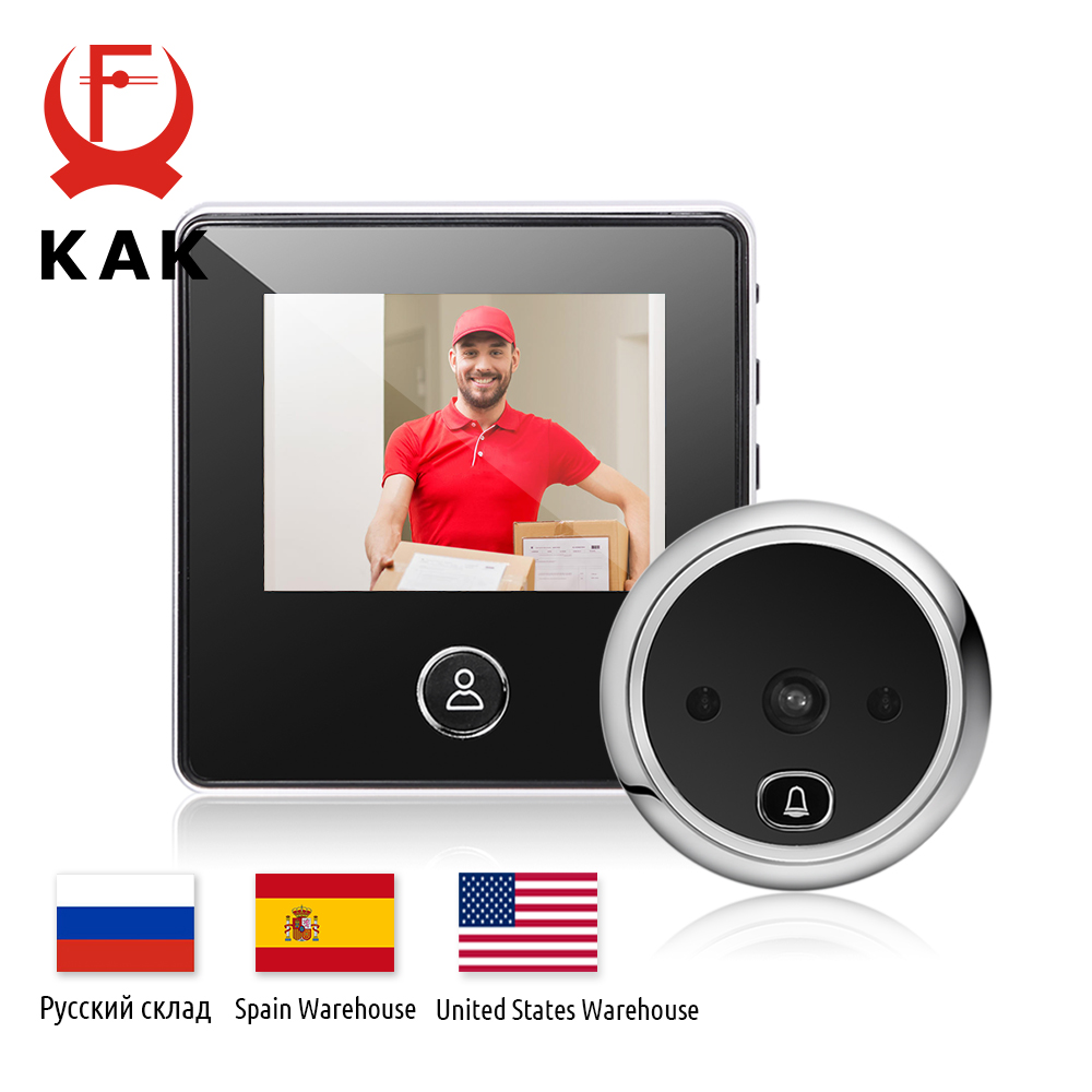 KAK 2.8 "Màn Hình LCD Cửa Điện Tử Người Xem Chuông Hồng Ngoại Ban Đêm Camera Cửa Hình Ghi Âm Kỹ Thuật Số Cửa Người Xem Thông Minh Nhìn Trộm Màu chuông Cửa