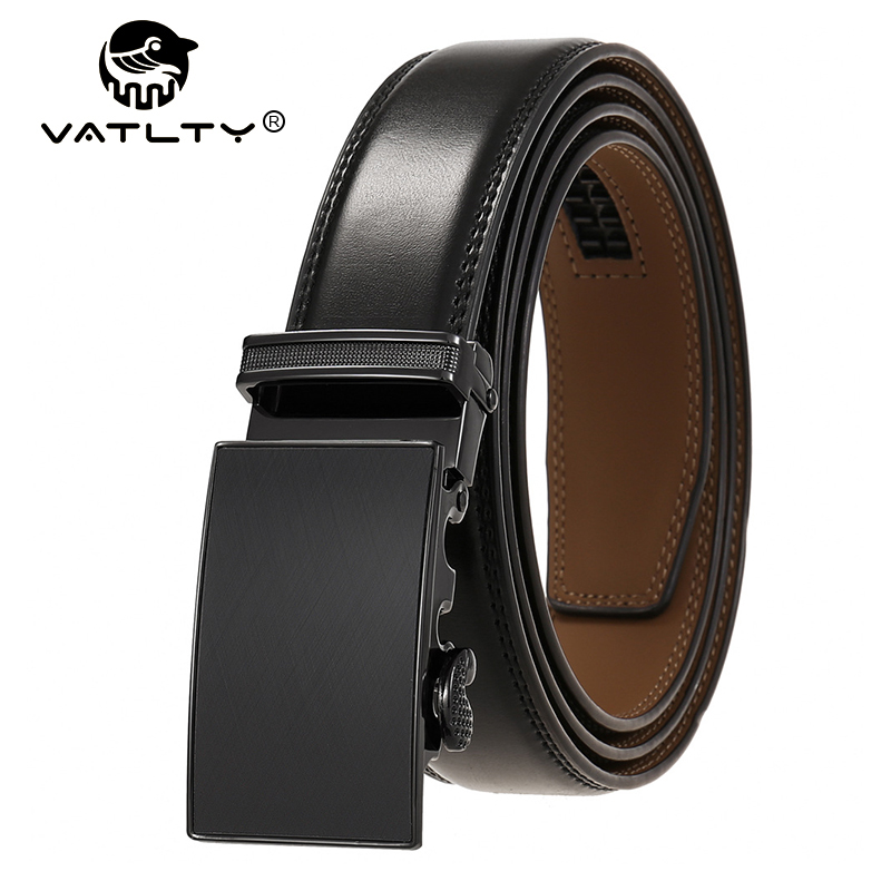 VATLTY Sabuk Kulit Pria Asli Resmi Sabuk Gesper Otomatis Paduan Keras Pria 30Mm Kulit Sapi Alami Sabuk Tipis Tidak Berpori