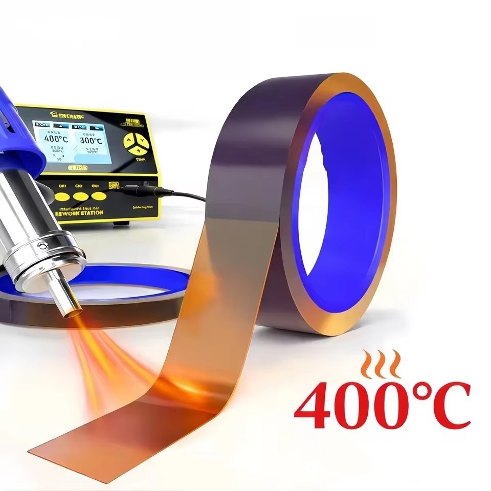 400 ° Taśma izolacyjna poliamidowa odporna na wysokie temperatury do ochrony i naprawy PCB BGA podczas lutowania, 2-35mm, 35M
