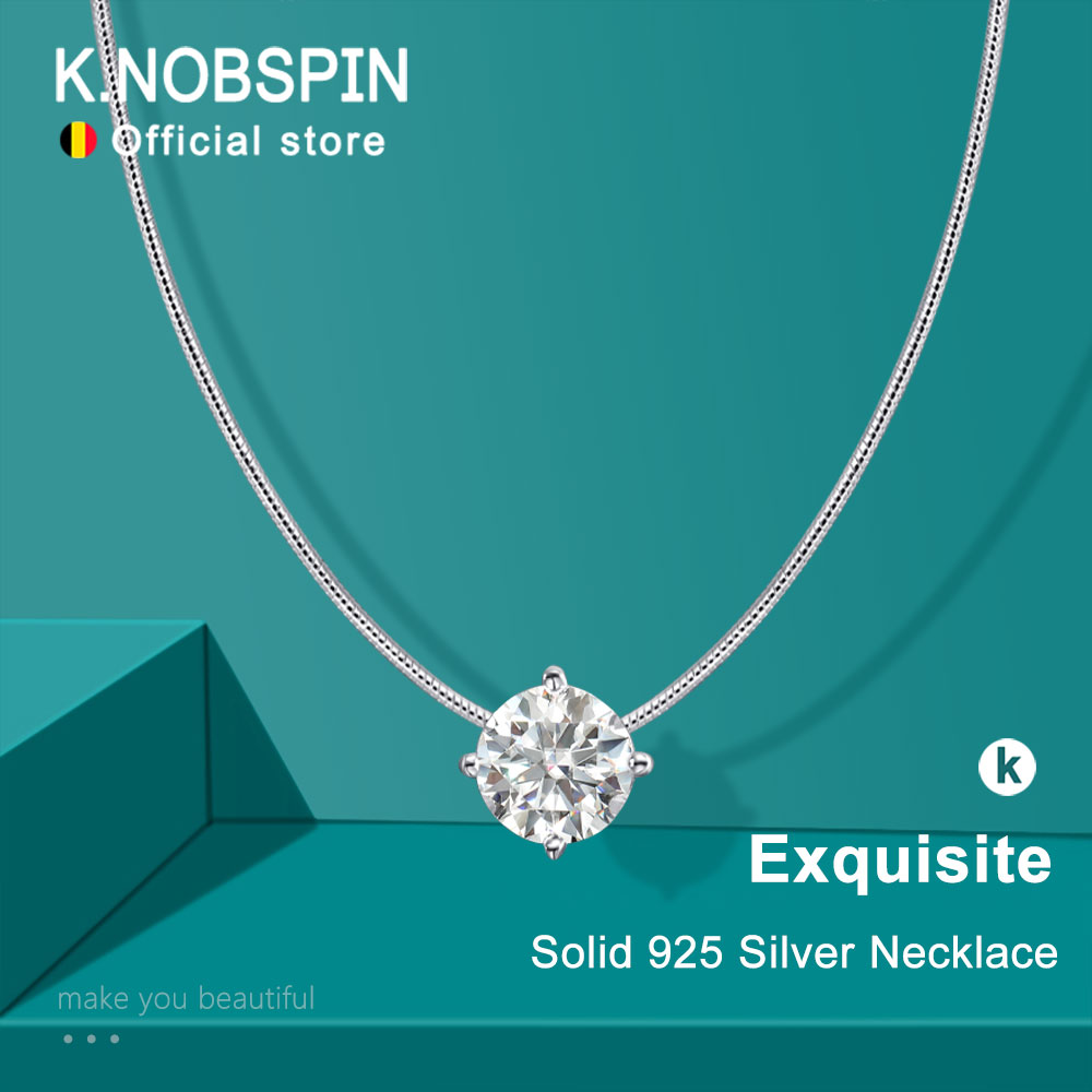 KNOBSPIN D VVS1 Moissanite Pandent naszyjnik s925 srebro platerowane 18k białym złotem certyfikat GRA delikatne naszyjniki dla kobiet