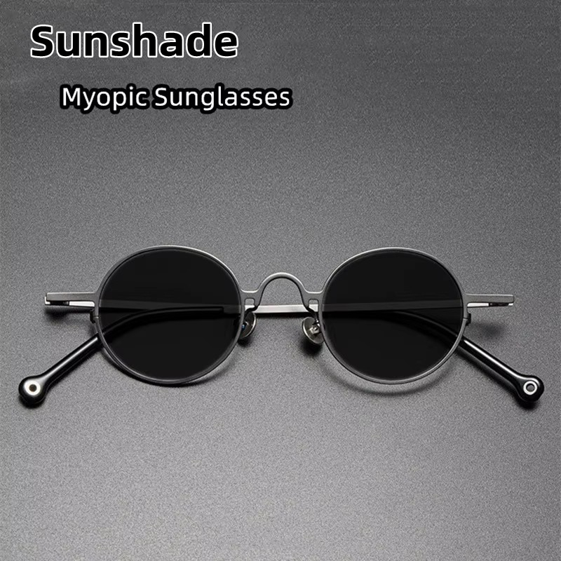 Ultralichte Pure Titanium Ronde Retro Frame Zonnebril Mannen Vrouw Gepolariseerd Rijden Anti-Glare Diopter Bijziendheid 0 Tot-6