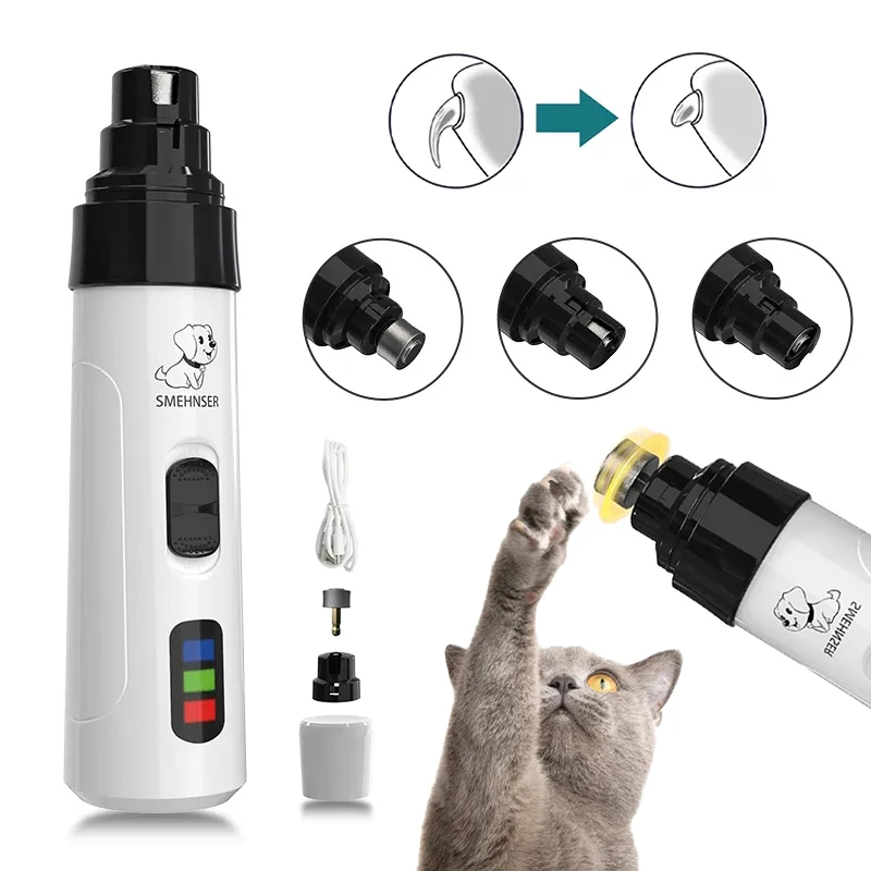 Elektryczna szlifierka do paznokci dla psów Puppy Cat obcinacz do paznokci profesjonalny gadżet do pielęgnacji zwierząt diamentowa końcówka wymienna głowica obcinacz do paznokci dla psów