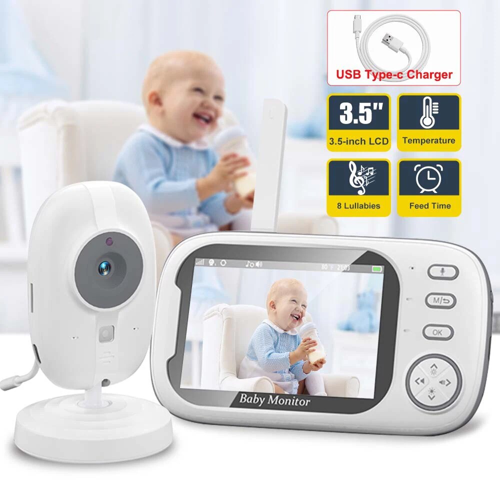 3.5 ''Video Baby Monitor 2.4G แม่เด็ก 2 ทิศทาง Talk Night Vision Security กล้องการเฝ้าระวังวิดีโอ Cam อุณหภูมิ