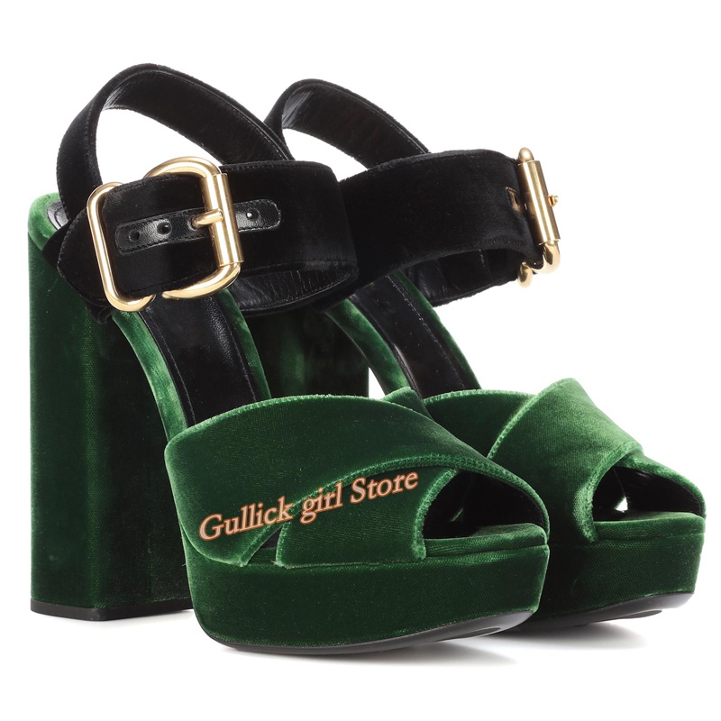 Sandalias de plataforma de seda con punta abierta para mujer, zapatos de vestir con hebilla en el tobillo, correa cruzada, color verde y marrón, verano 2026