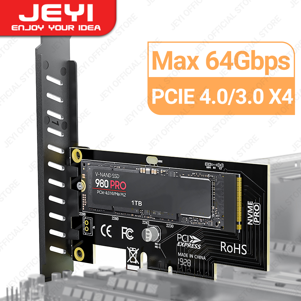 Guitar YI-Adaptateur M.2 NV plus proche de PCIe 4.0 3.0 SSD, 64Gbps PCIe 4.0 tage X8 X16 6 000 cartes pour ordinateur de bureau, PCI-E SEN4 SEN3 pleine vitesse