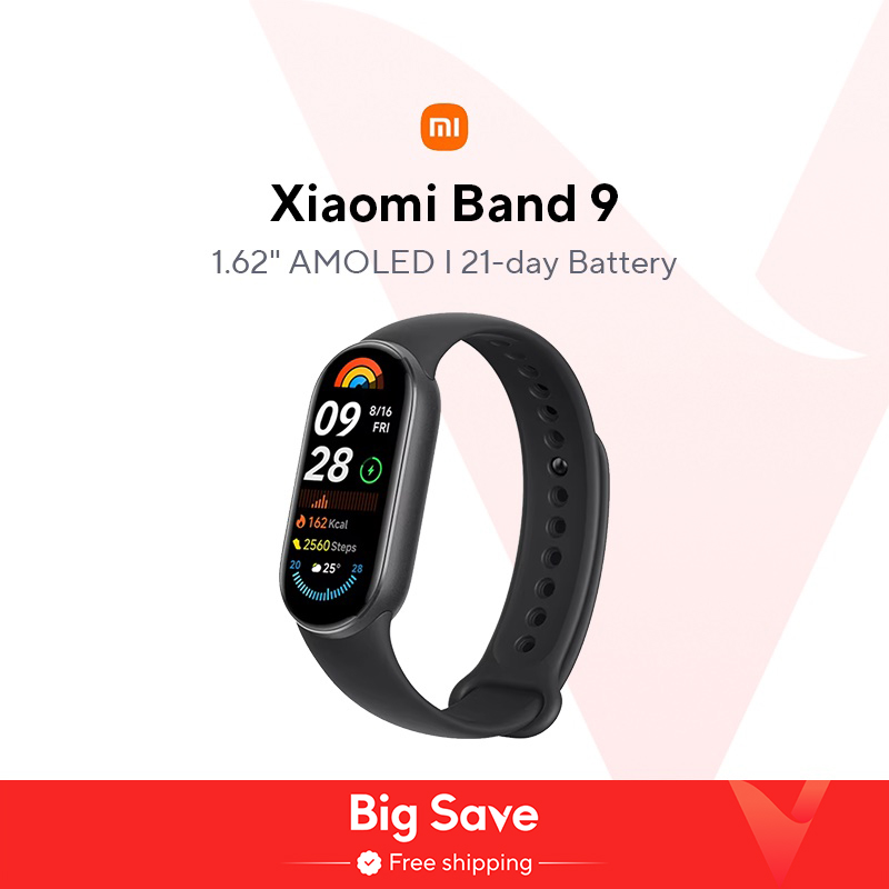 Global Version Xiaomi Smart Band 9 1.62‘’ AMOLED Display 21 Days Battery Life Supports 150+ Sports Modes 5ATM Bluetooth 5.4