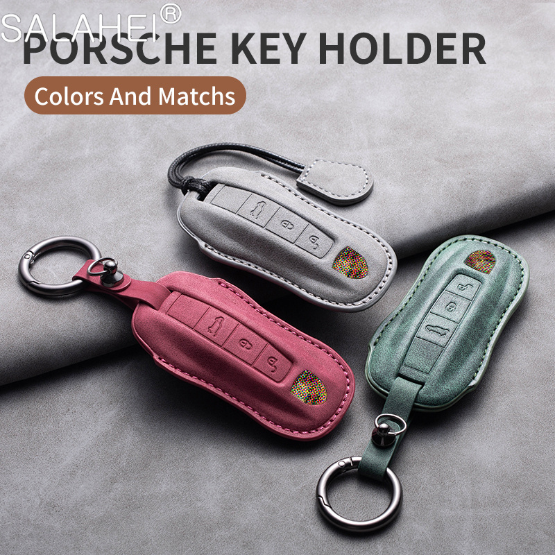 หนังฝาครอบรถสําหรับ Porsche Panamera Carman Macann Bobst Cayenne 911 981 991 970 996 พวงกุญแจอุปกรณ์เสริม