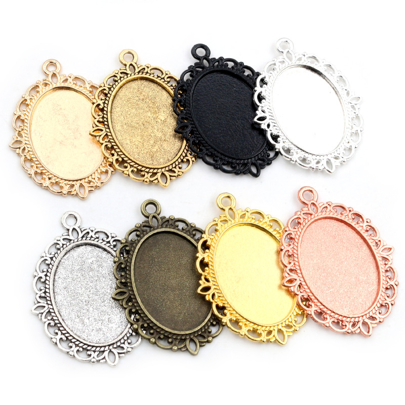 10pcs 18x25mm Tamanho Interno 8 Cores Estilo Vintage Cameo Cabochão Base de dados de Configuração Pingente achados colar