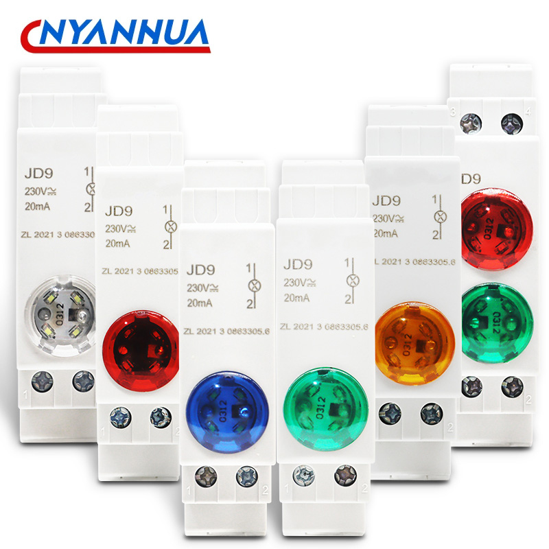 Lampe de signalisation LED à montage sur Rail Din, série AC/DC 24V 220V, indication des feux pilotes JD9