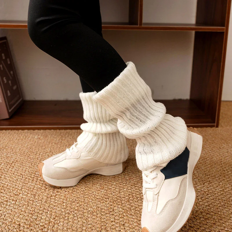 Y2K Solid Knitted Leg Warmer Japanese Warm Socks Kids Stacked Leggings JK Spicy Girl Ballet Socks Lolita Stockings Autumn Winter