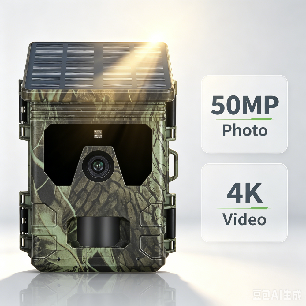Caméra de chasse solaire 50MP 4K avec vision nocturne infrarouge, surveillance de la faune, caméra de suivi, enregistreur vidéo et photo