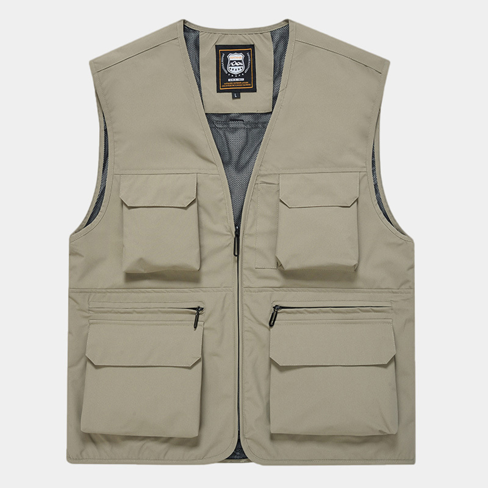 FGKKS Gilet di moda da uomo di marca Gilet stile utensili tinta unita Gilet sottile multitasche casual allentato per uomo