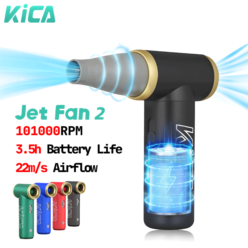 100000 RPM KICA Jetfan 2 soplador de aire portátil Turbo ventilador plumero de aire comprimido limpiador de teclado de ordenador inalámbrico para PC cámara de coche