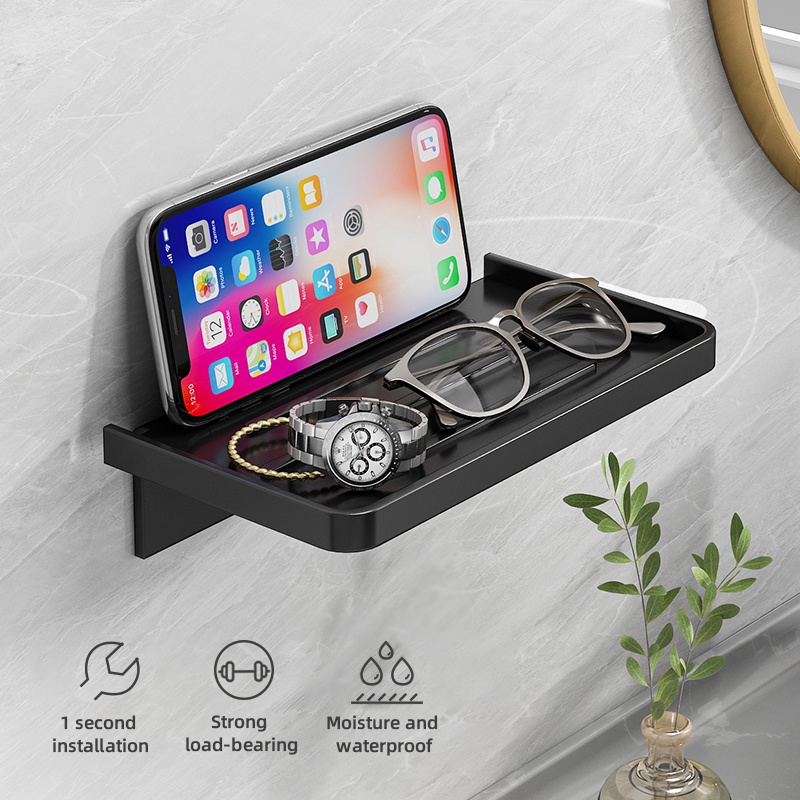 ABS Badezimmer Regal Lagerregal Schwarz Regale Wandhalter Duschkorb Telefonaufbewahrung Badezimmer Organisation WB8011