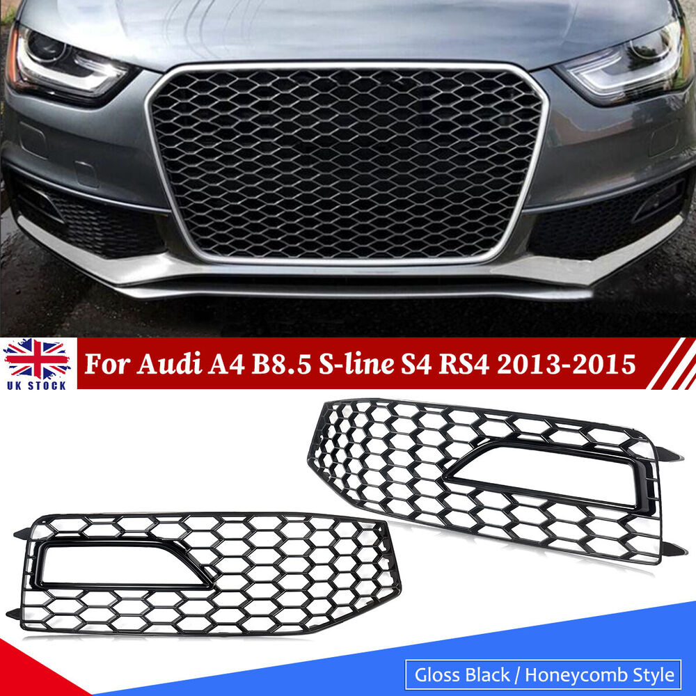 Cubierta de rejilla de luz antiniebla delantera de panal de abeja para Audi A4 B8.5 s-line S4 RS4 2013-2015