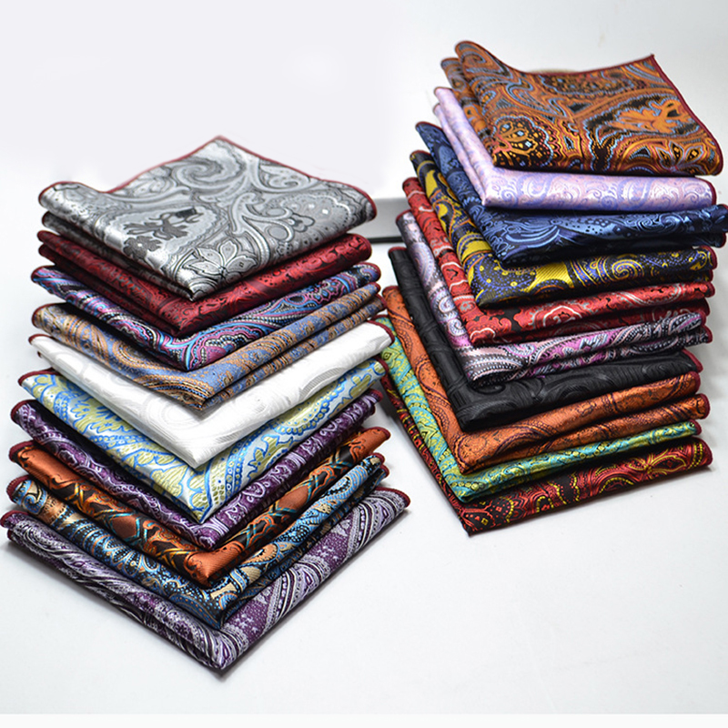 25cm masculino clássico bolso quadrado toalha poliéster paisley listrado lenço terno camisa acessórios festa de casamento vermelho marinho lenço
