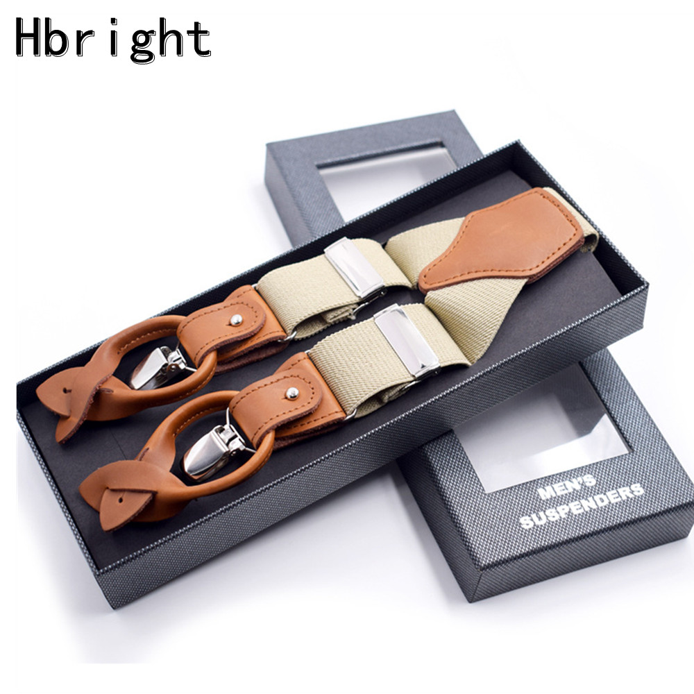 Tirantes de cuero con 6 Clips para Hombre, Suspensorio informal con botones, suspensorio para pantalones, suspensorio para Hombre, 3,5x125