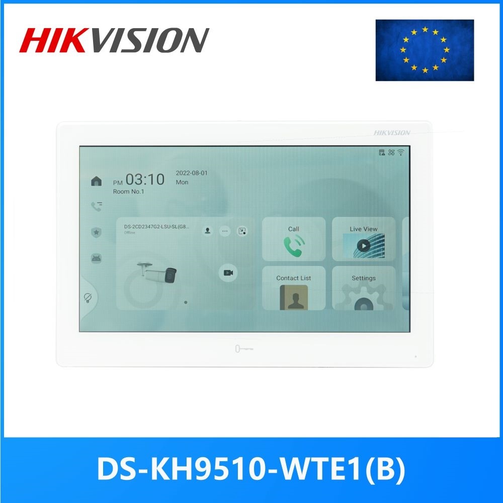 HIKVISION versión internacional Monitor interior DS-KH9510-WTE1(B) de 10 pulgadas, 802.3af POE, aplicación Hik-connect, WiFi, videoportero