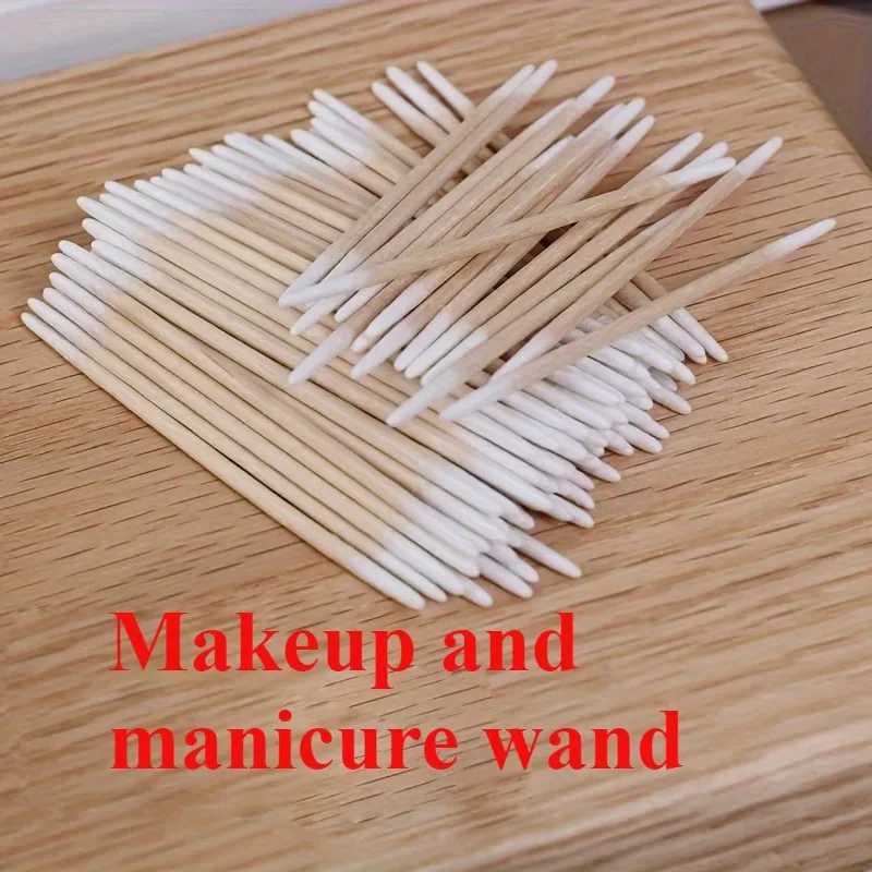100 pièces un paquet de bâton de bois pour ongles pointe de tige de nettoyage coton-tige bâton d'application cosmétique