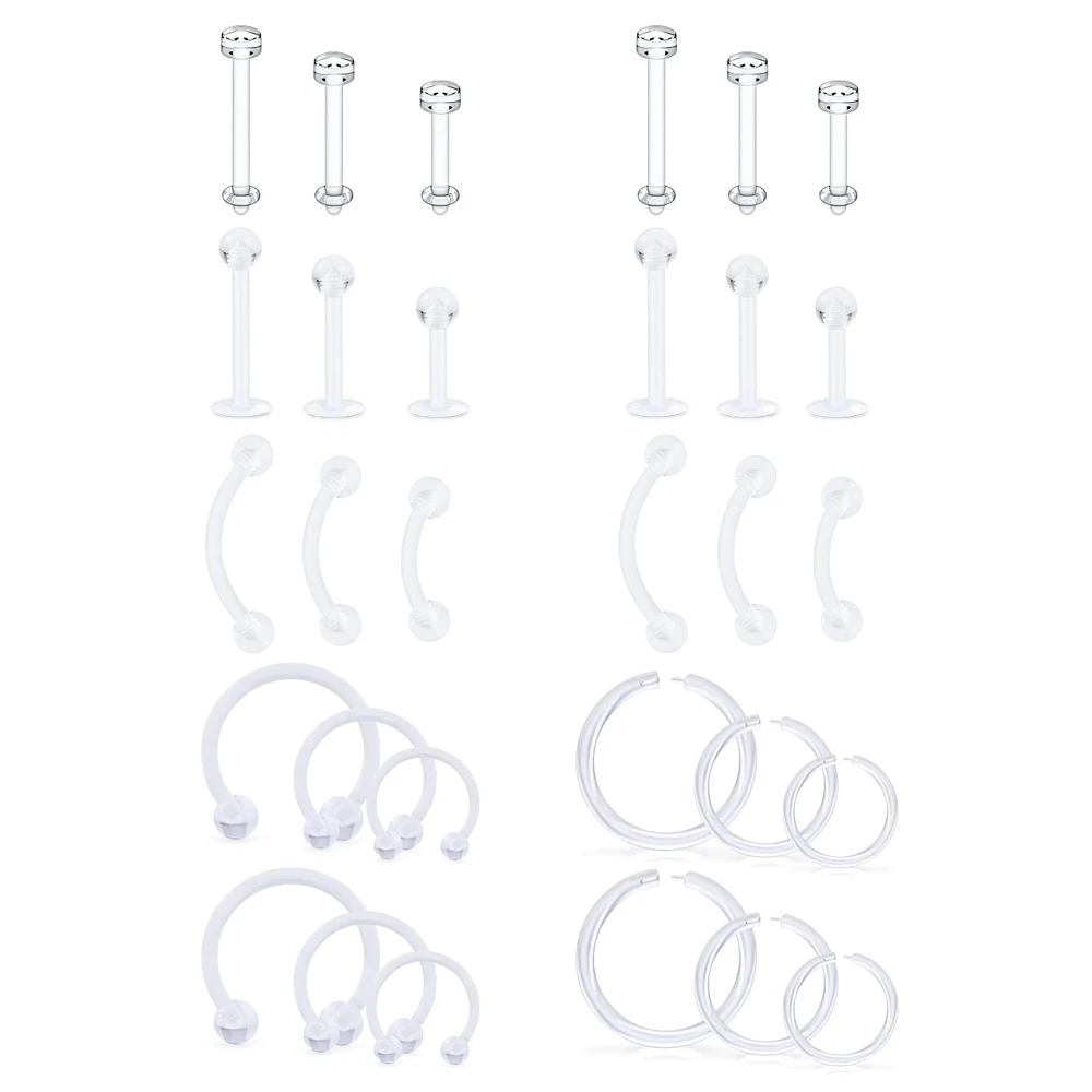 Wyczyść sport praca Bioflex Helix Tragus Conch kolczyki plastikowe meduza Piercing biżuteria okrągły kolczyk na wargę Labret Piercing Retainer