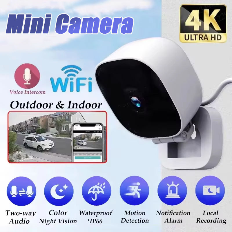 4K Mini Security Camera Ip65 Waterproof Full Color Night Vision Motion Detect Surveillance Wifi Monitor with 2 Way Audio 2025