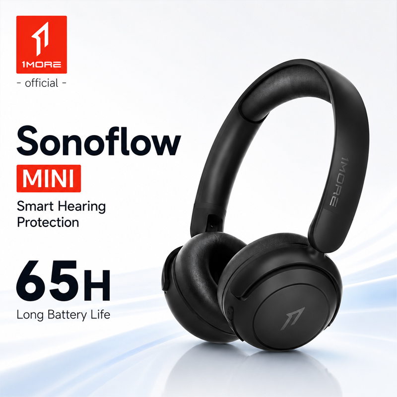 1 más HQ20 SonoFlow MINI protección auditiva inalámbrico Bluetooth 5,3 auriculares supraaurales 65H tiempo de reproducción auriculares de carga rápida