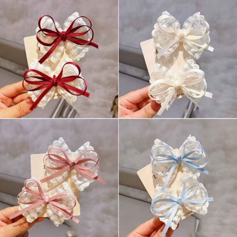 Estilo coreano laço de renda crianças headwear com temperamento da menina laço grampo de cabelo pesado artesanal high-end headwear cabelo cl