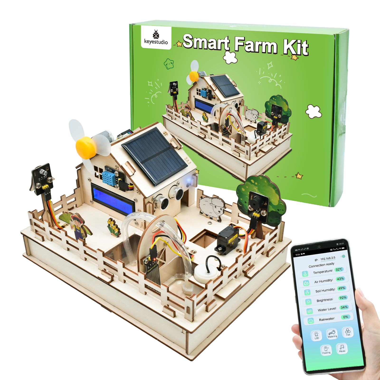 Keyestudio ESP32 Smart Farm Kit IOT Kit Met ESP32 Board Voor Arduino Scratch 3.0 Grafische Programmering DIY Smart Starter Kit