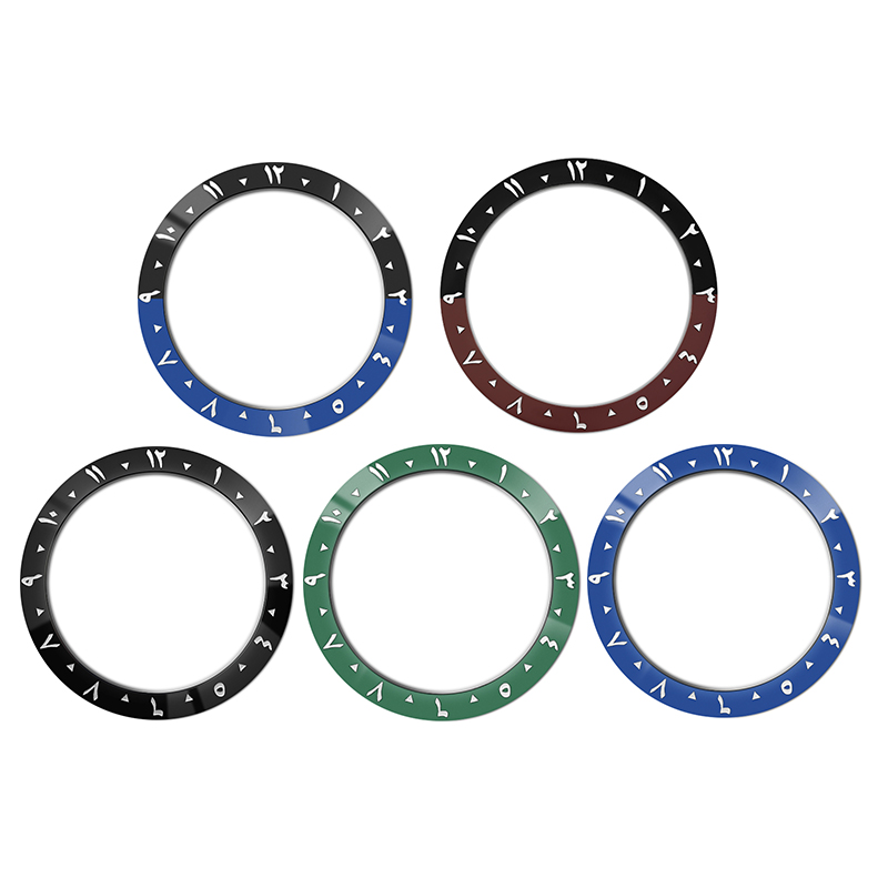 38mm x 30,6mm gebogene arabische Schrift Keramik Lünette Einsatz passt skx007 skx009 srpd gmt sub Uhrengehäuse Männer Uhren ring Refit Teile