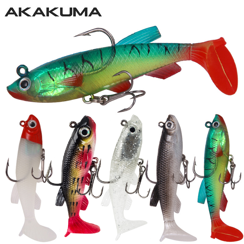 5 buah umpan lembut untuk memancing, 5 buah umpan lembut 8.5cm/13g Jig Wobbler kepala kail pancing umpan buatan alat penangkap ikan karper untuk Bass