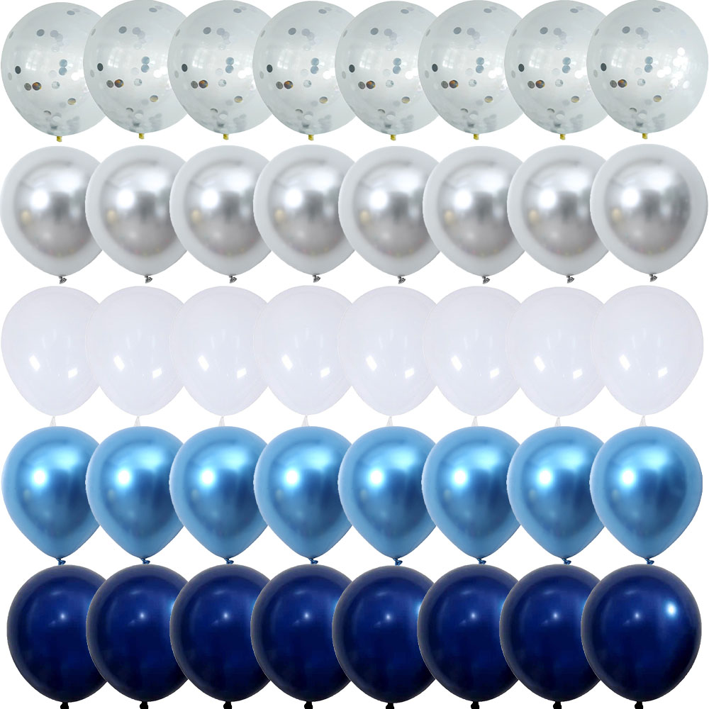 40 SZTUK Srebrne nocne niebieskie białe balony Ujawnienie płci Ślub Walentynki Baby Shower Urodziny Globos Dekoracje imprezowe
