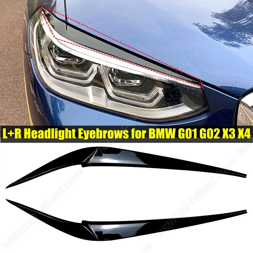 2 pz Gloss Nero Faro Sopracciglia per BMW X4 X3 G01 G02 2018 2019 2020 2021 Auto Faro Palpebre Coperchi Accessori In Plastica ABS