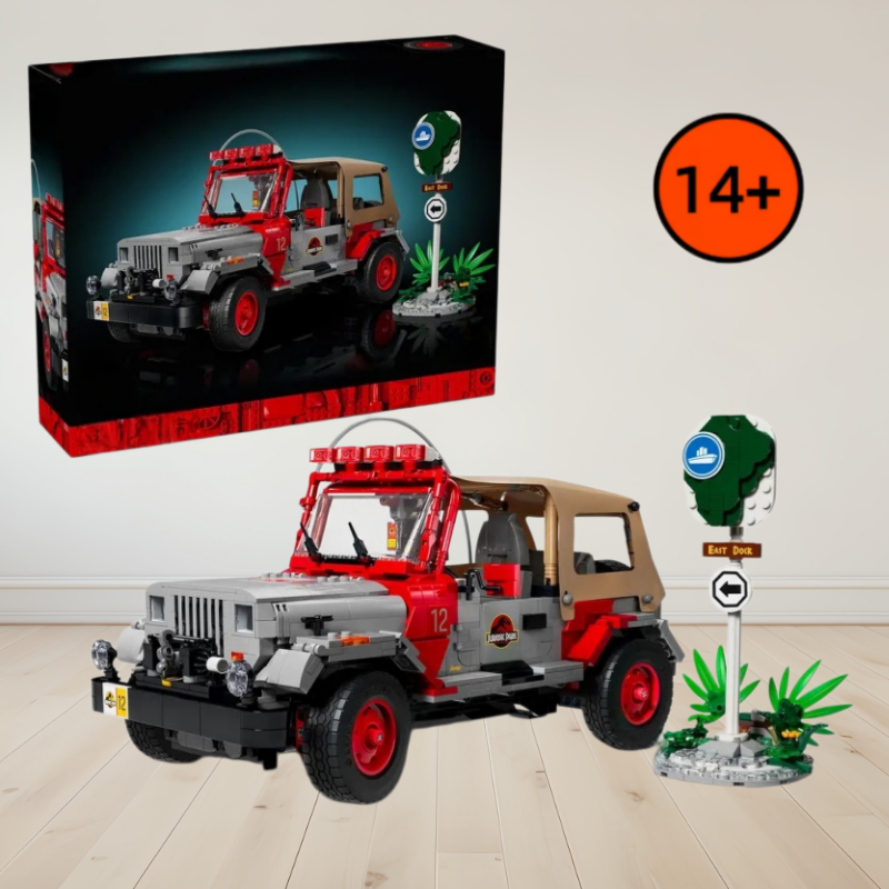 2026 Novo Conjunto de Blocos de Montar Série Parque dos Dinossauros: SUV Off-Road Wrangler para Montagem DIY – Brinquedos Surpresa para Feriados e Aniversários