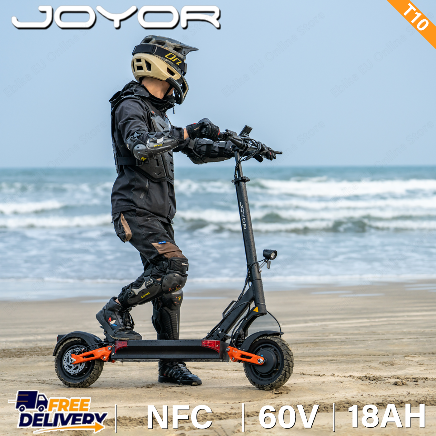 Patinete Eléctrico JOYOR T10 con NFC, Motor Dual, Batería de 60V18AH, Frenos Hidráulicos, Neumático de 10 Pulgadas, Plegable
