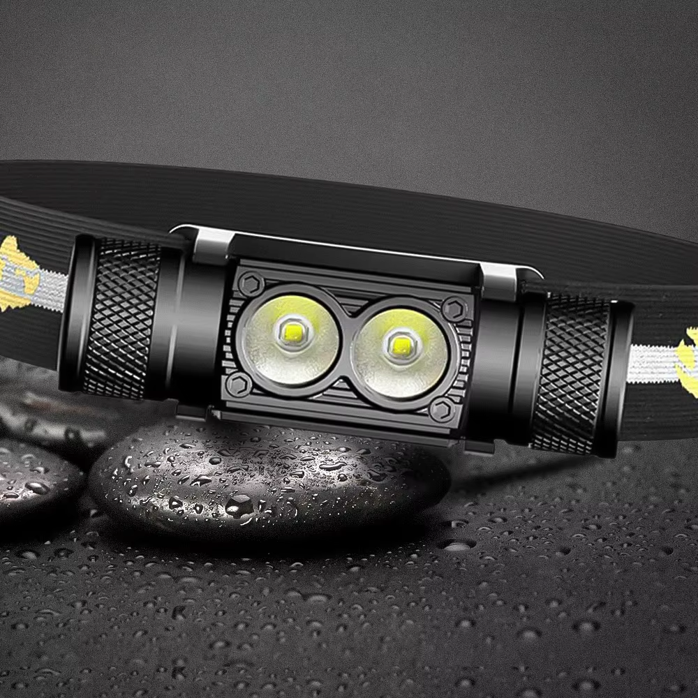 Lanterna de cabeça USB Homefish com LED para pesca, caça, camping e atividades ao ar livre, com bateria 18650.