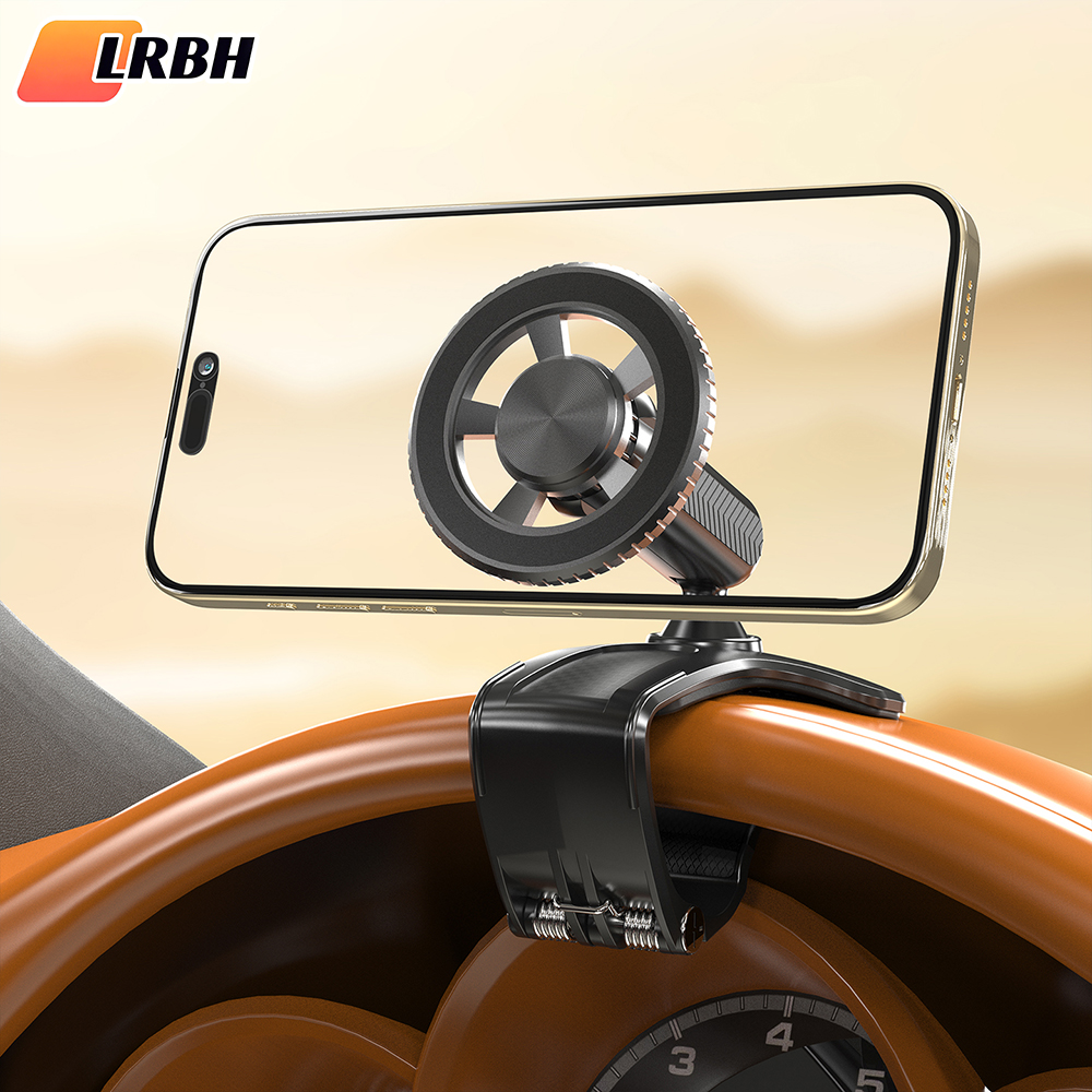 Support de téléphone magnétique pour tableau de bord de voiture, Rotation à 360 degrés, [clamp de Compression solide] Clip sur tableau de bord pour Smartphones de 4 à 7 pouces