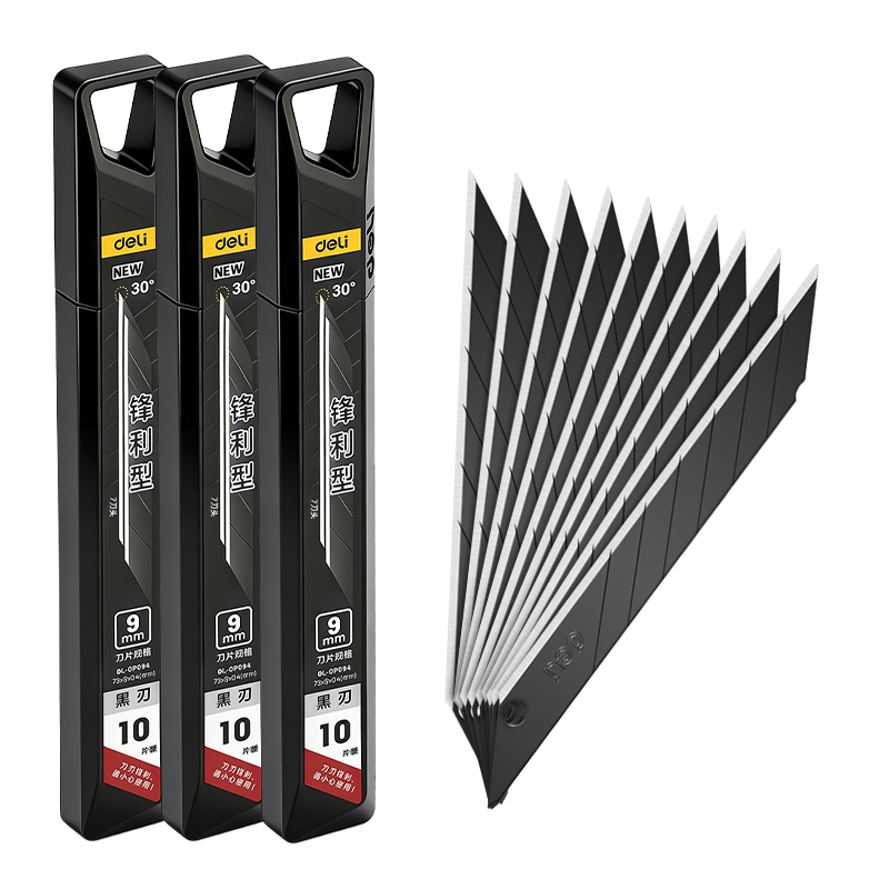 Cuchillas de Precisión para Cuchillo Multiusos, 0.4mm de Grosor, 9mm de Ancho, 30 Unidades °   Acero Aleado Angular, para Arte, Manualidades, Oficina y Tareas de Corte Detallado