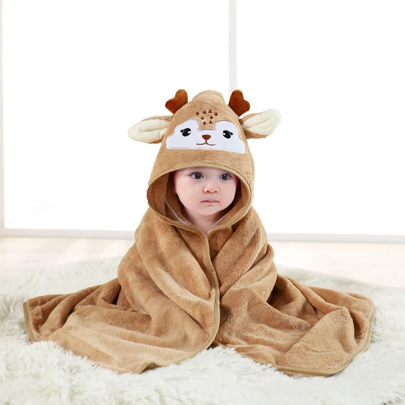 Toalha de Banho Infantil em Estilo Cartoon, Robe Macio com Capuz, Cobertor para Bebês, Envoltório Quente para Dormir para Meninos e Meninas Recém-Nascidos
