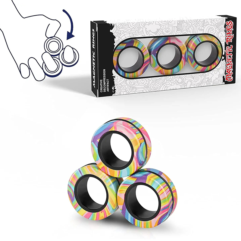 Magnetische ringen Fidget speelgoedset Volwassen Fidget magneten Spinnerringen Fidget Pack Geweldig cadeau voor volwassenen tieners kinderen (3PCS)