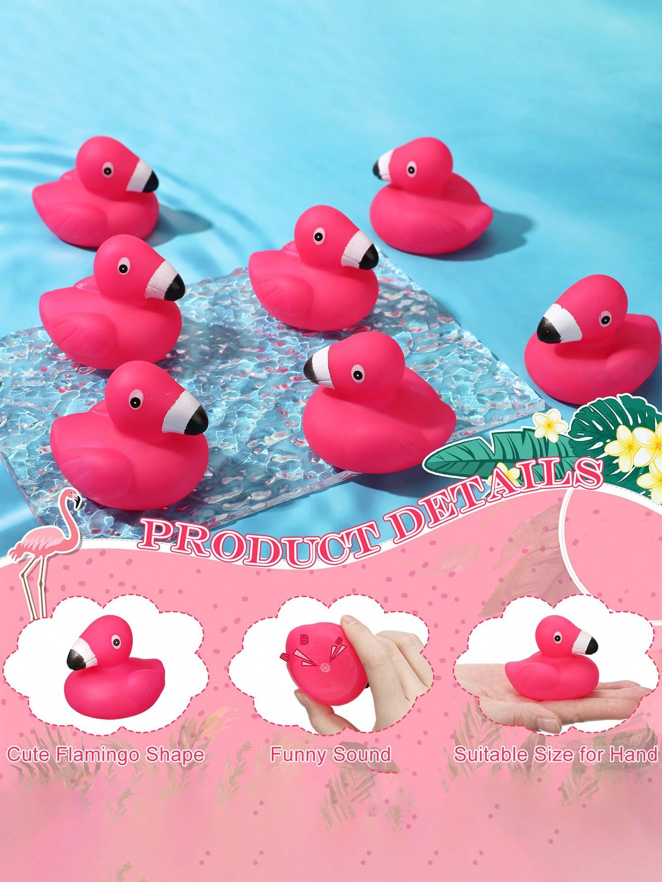 10 pz Flamingo Anatre di Gomma Mini Anatre di Gomma Fenicotteri Rosa Giocattolo Da Bagno Galleggiante Squeak Giocattolo Doccia Regali Del Partito Decorazioni Della Torta