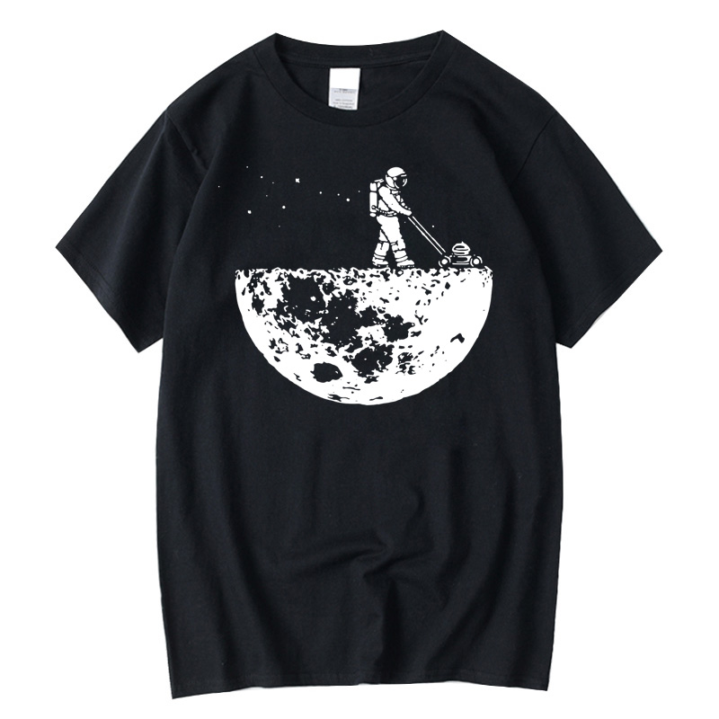 夏の男性 Tシャツ高品質 100% おかしい綿月クリーナー印刷カジュアルクールルーズ O ネック男性ソフト Tシャツヒップホップ Tシャツ