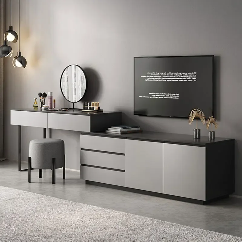Für Schlafzimmerkommode, TV-Schrank, integrierter moderner kleiner Familien-Eck-Schminktisch, Schminktisch mit LED-Spiegel
