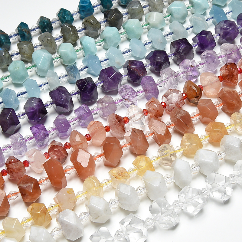 สร้อยคอ DIY สร้อยข้อมือเครื่องประดับเพชรพลอยแร่อะความารีนอัญมณีอัญมณีสีม่วงส้ม lavande