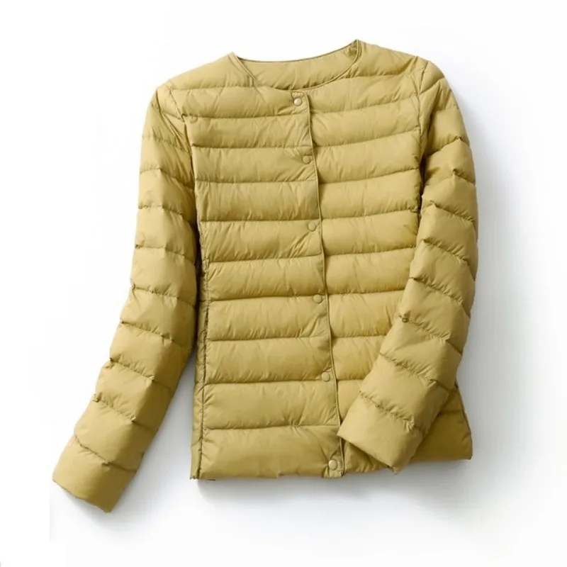 15 Farben Damen Ultraleichte, verstaubare Pufferjacken, mattierter Stoff, leichter Mantel, weibliche Windjacke, warmer weißer Entendaunenparka
