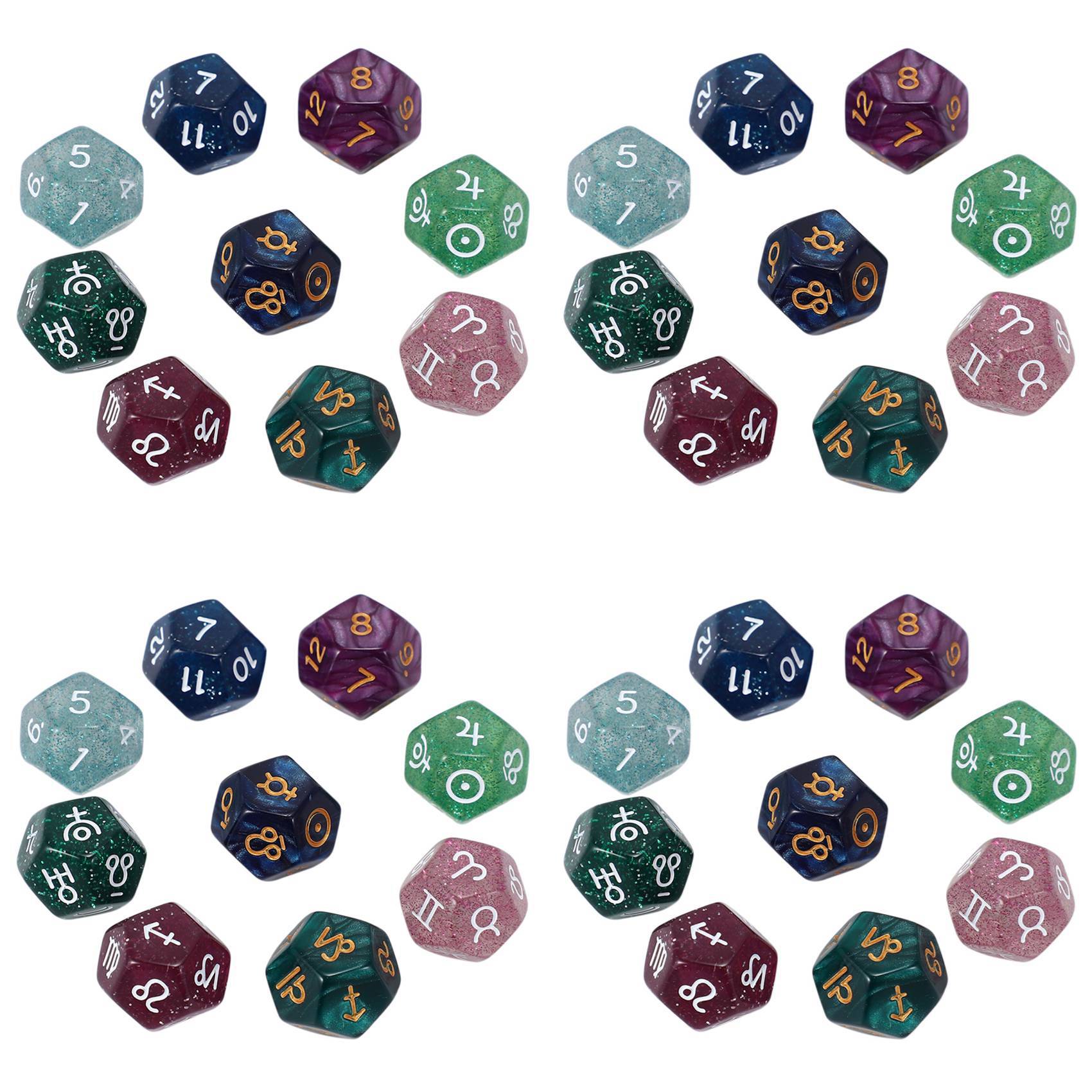 BAAU 36 pièces perle 12 faces astrologie signes du zodiaque dés pour Constellation Divination jouets multi faces dés Type A
